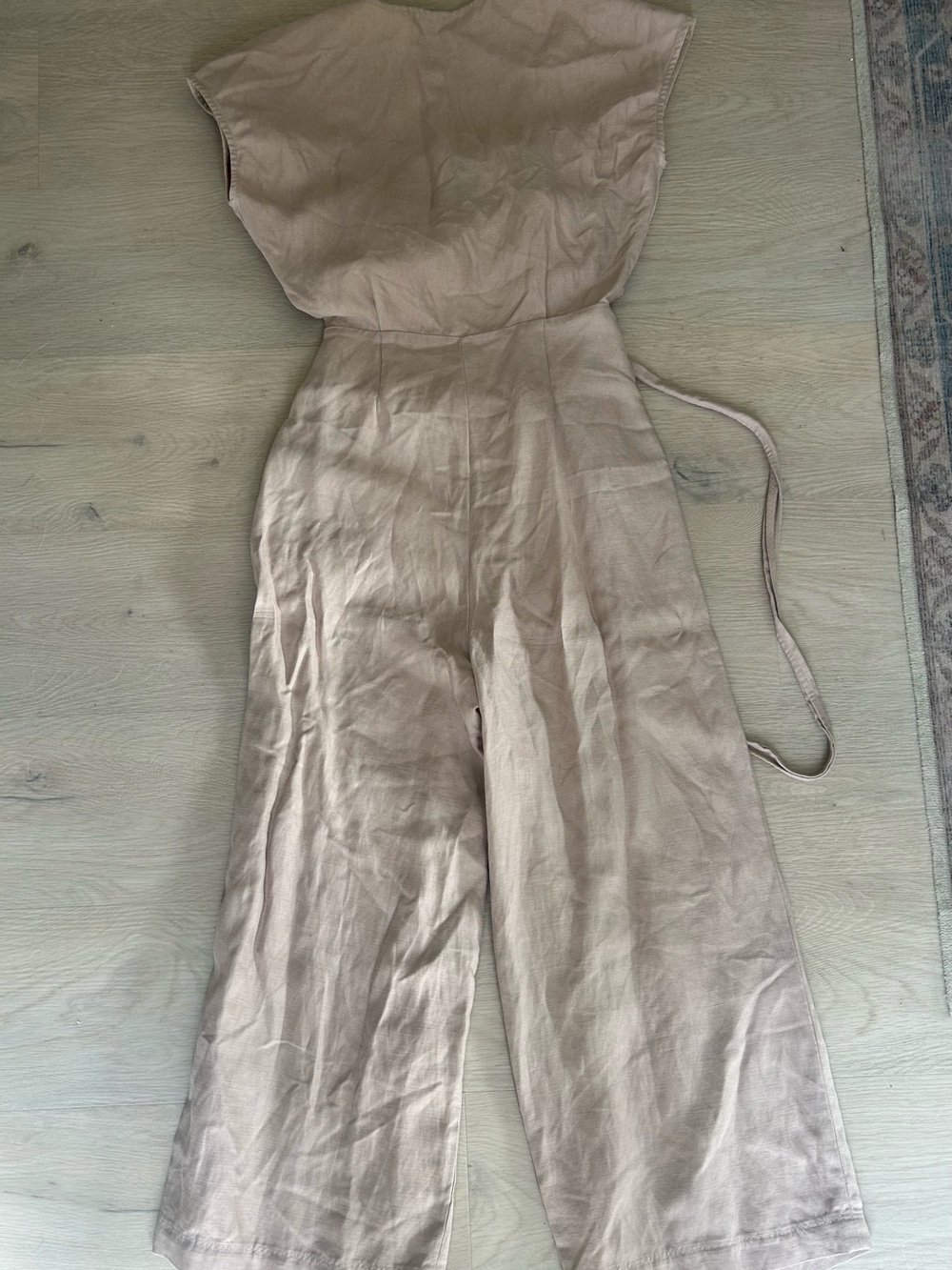 Wilfred Neutral Beige Sleeveless Wide-Leg Jumpsuit